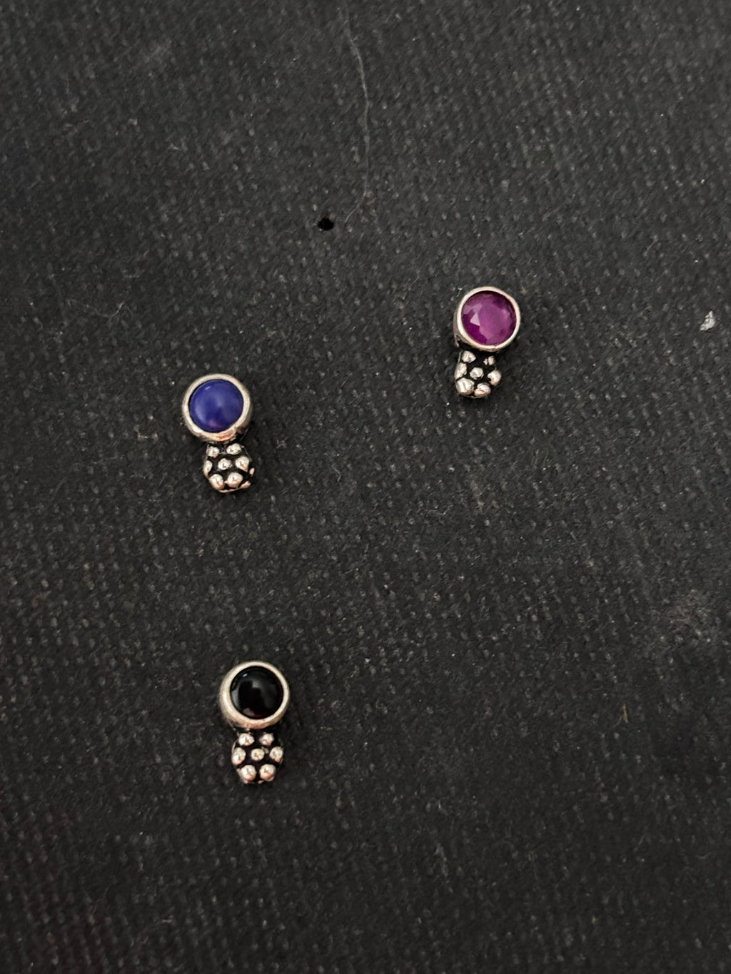 Dot With Flower Silver Nosepins