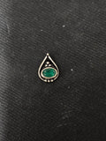 Green Silver Tear Drop Nosepin