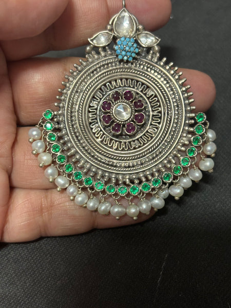 Silver Circular Statement Stud