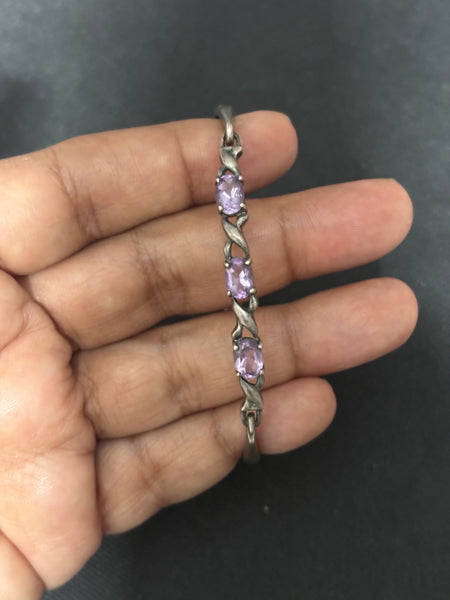 Amethyst Silver Bangle