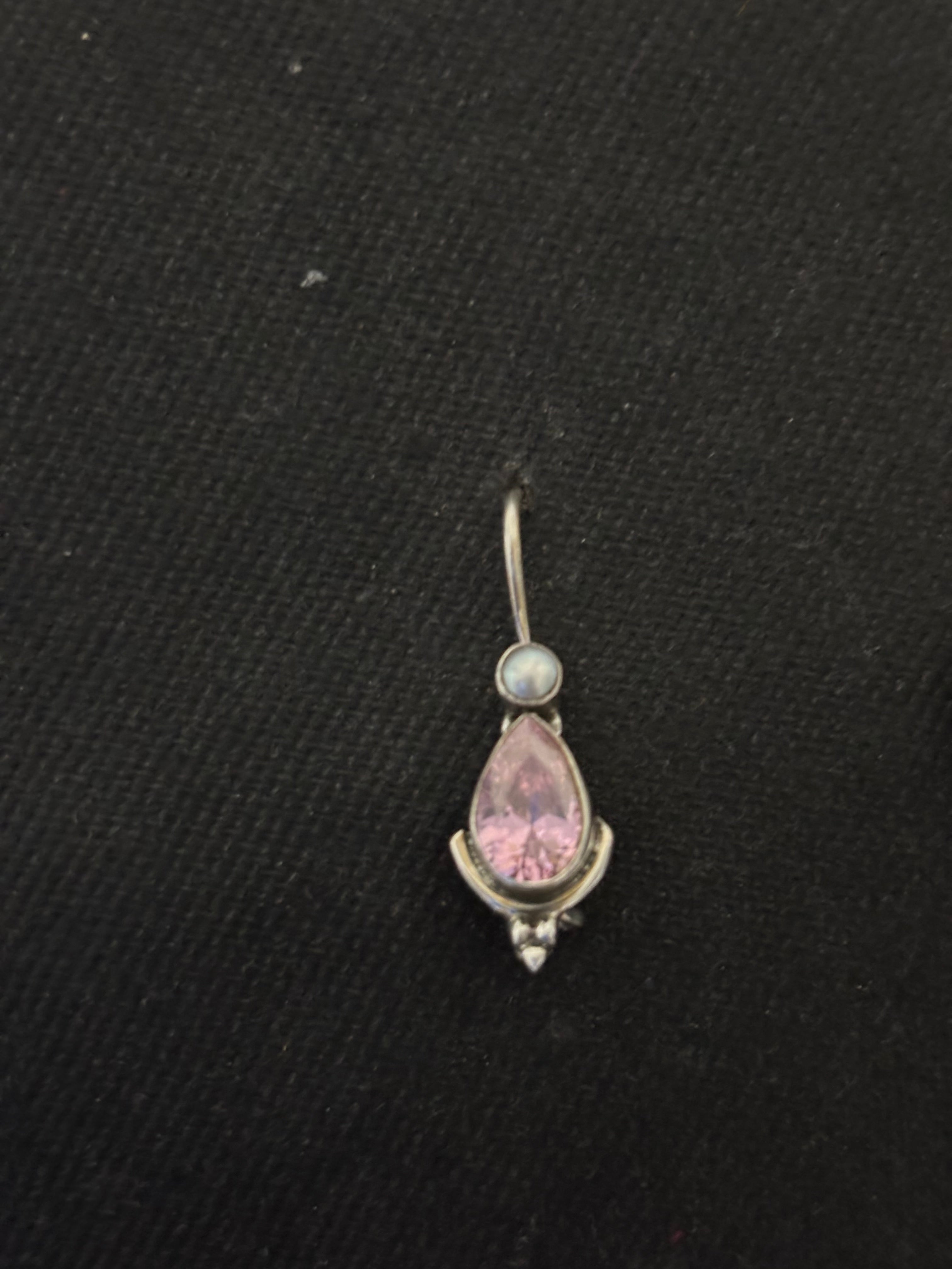 Silver Pink Quartz Pearl Earrings