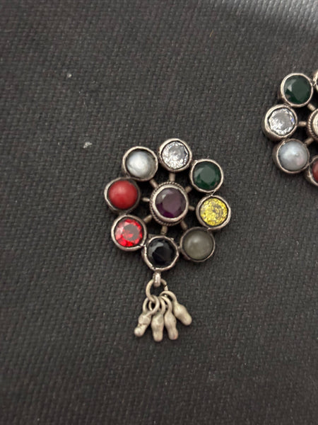 Navarathna Silver Earrings