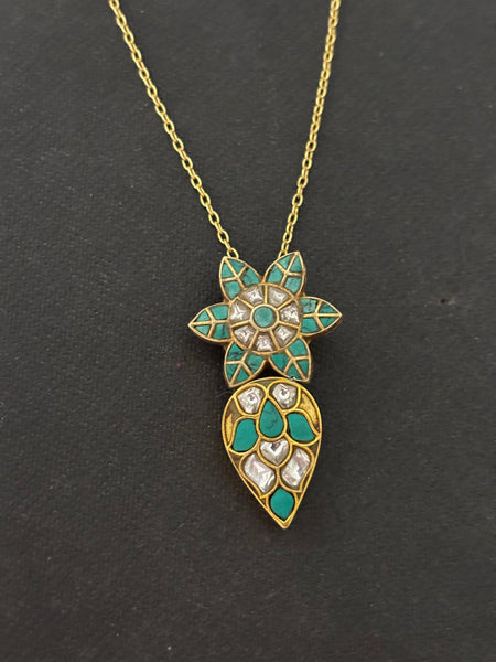 Turquoise Gold Plated Pendant Chain