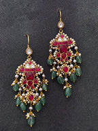 Gold Plated Silver Jadau Fish Earring