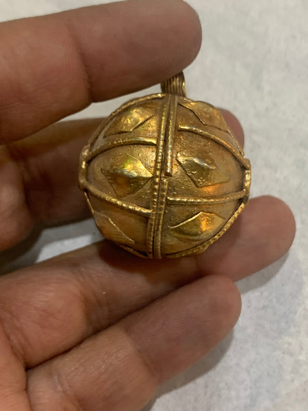 Silver Gilded Round Bead Pendant