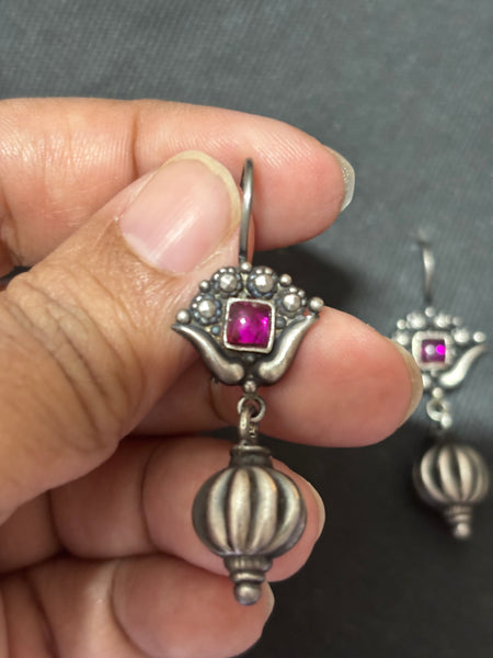 Kempu Silver Dangler Earrings