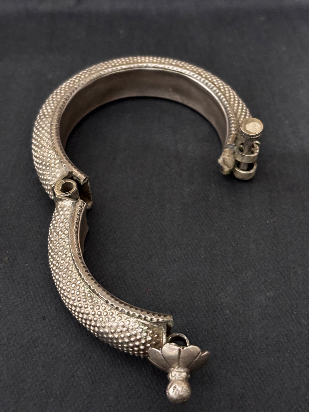 Vintage Silver Stamped Gajra Bangle