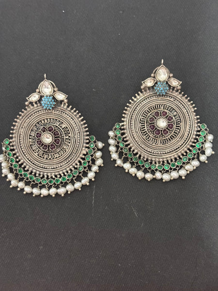 Silver Circular Statement Stud