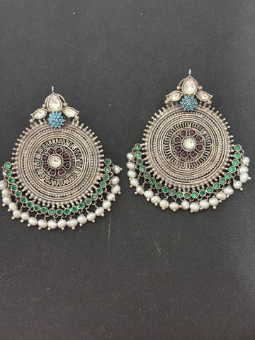 Silver Circular Statement Stud