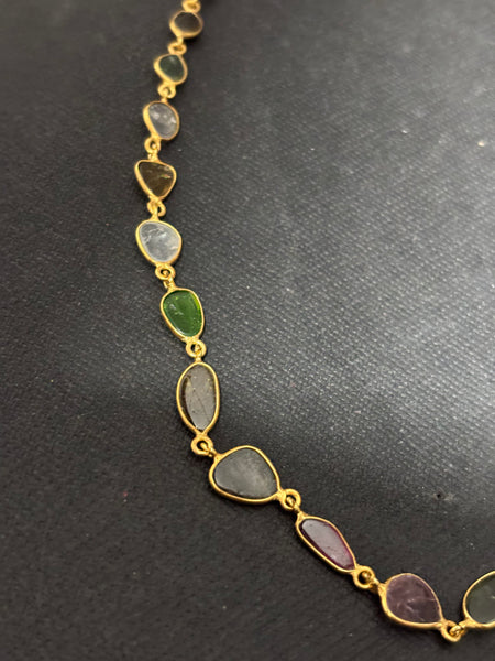 Silver Gold Plated Tourmalines Neckpiece