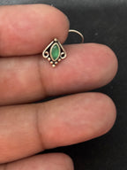 Silver Green Stone Nosepin