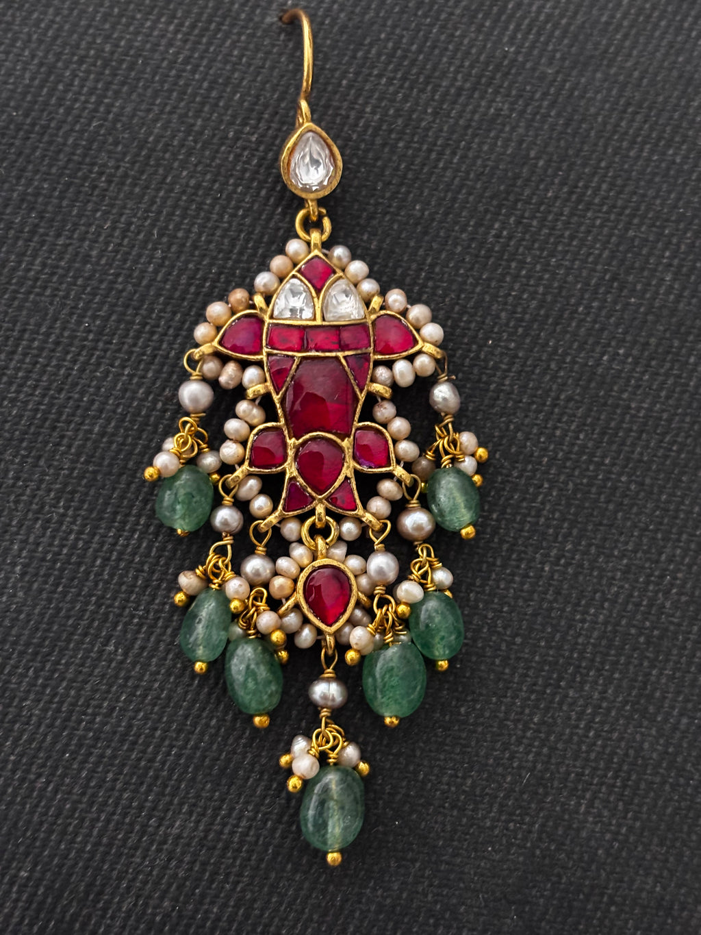 Gold Plated Silver Jadau Fish Earring