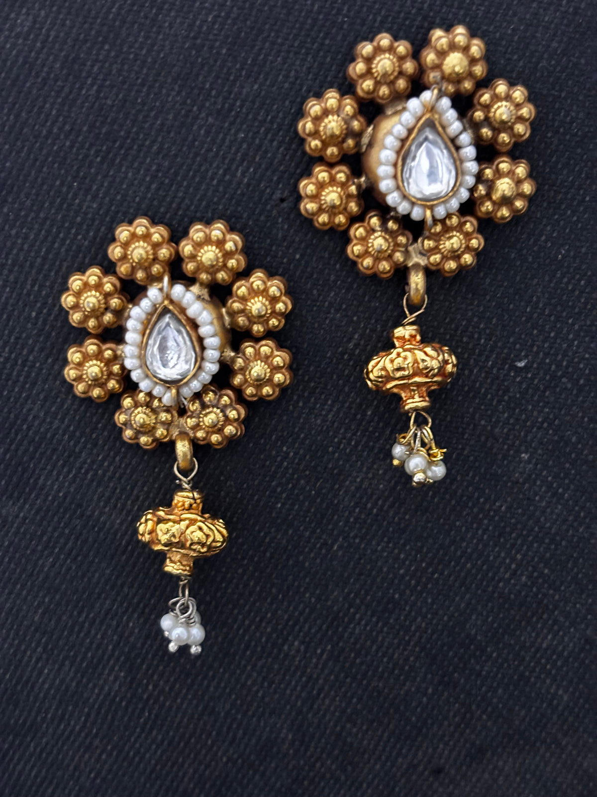 Gold Dipped Silver Kundan Earring