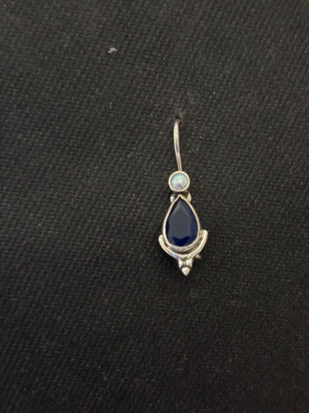 Silver InkBlue Pearl Earrings