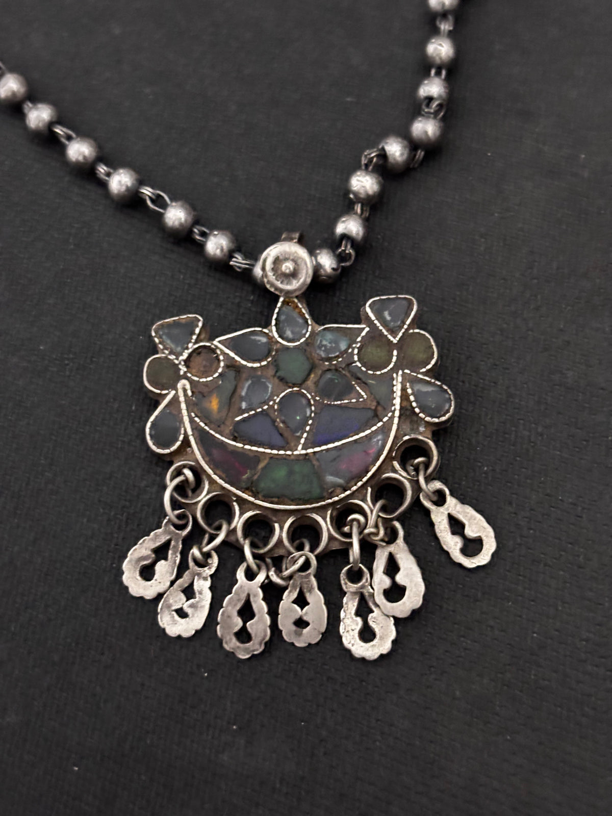 Vintage Silver Glass Pendant