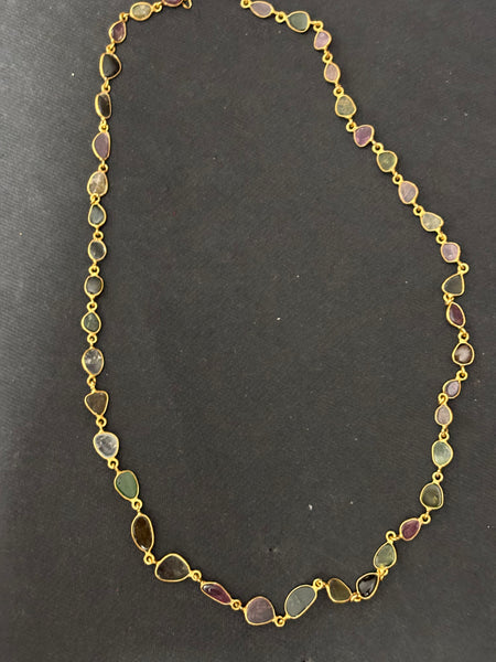 Silver Gold Plated Tourmalines Neckpiece