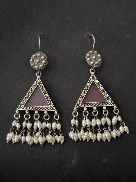 Light Pink Silver Earrings