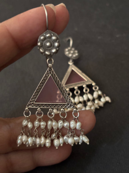 Light Pink Silver Earrings