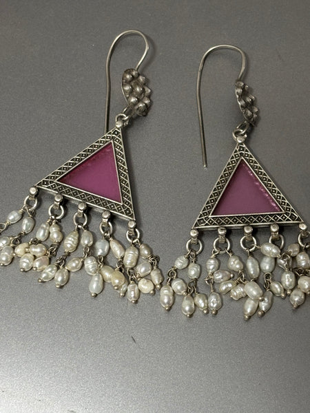 Light Pink Silver Earrings