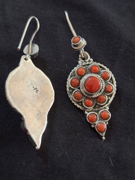 Coral Silver Danglers