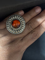 Silver Finger Ring with Amber