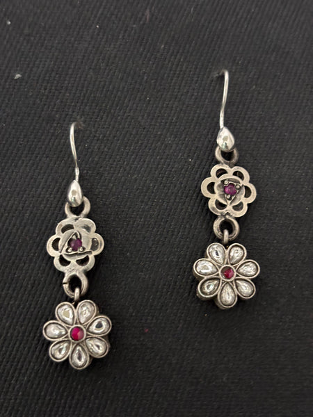Silver Assembled Kundan Earrings