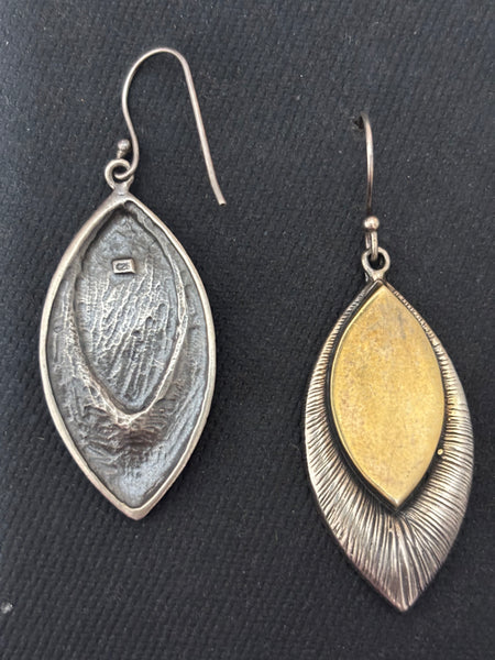 Dual Tone Silver Leaf Earrings