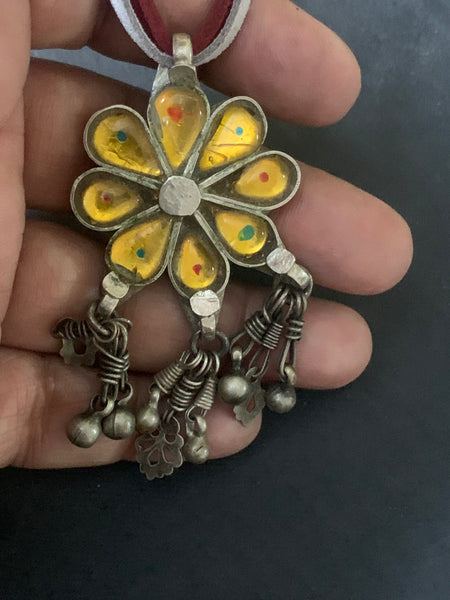 Vintage Flower Shaped Glass Pendant