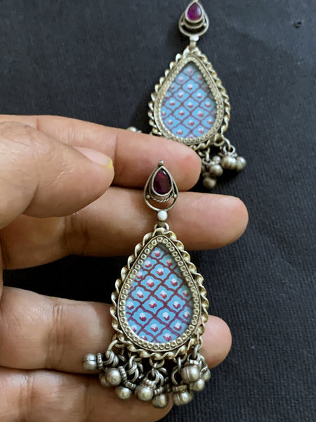 Silver Painted Earrings
