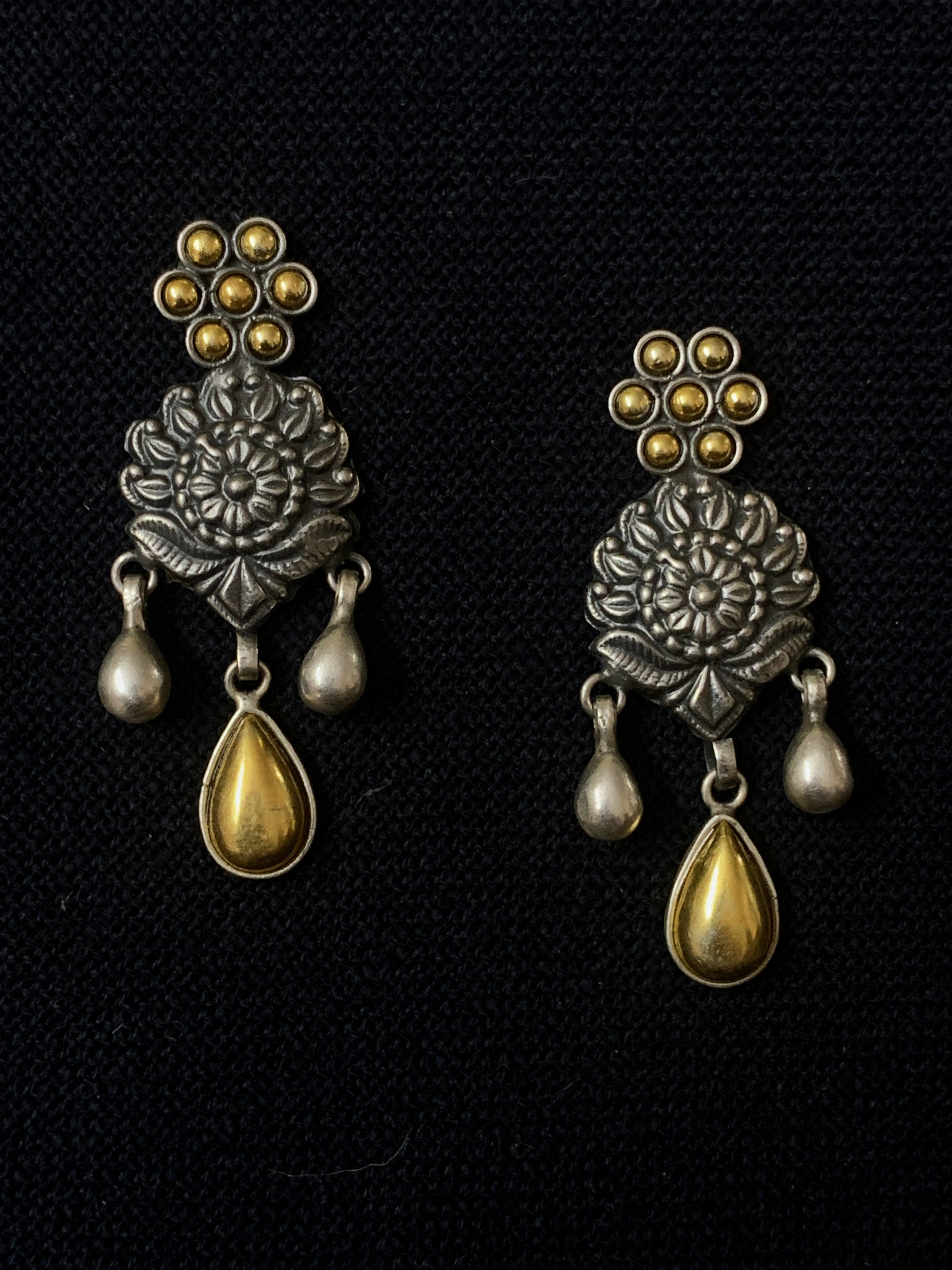 Silver With Dual Tone Earrings