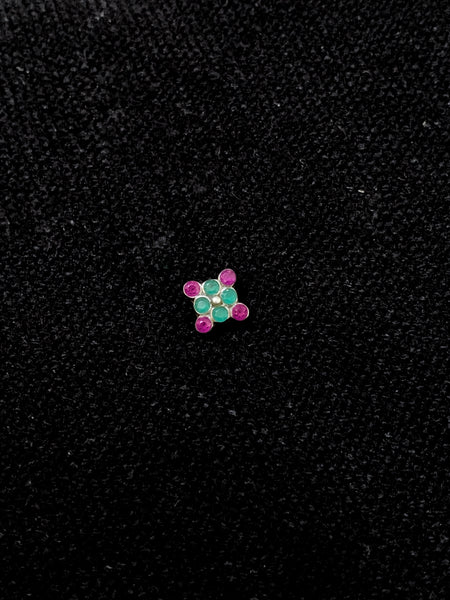 Multi Stone Silver Nosepin