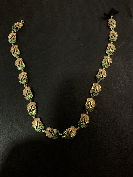 Silver Gilded Meenakari chain