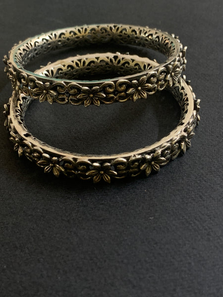 Silver Flower Bangles