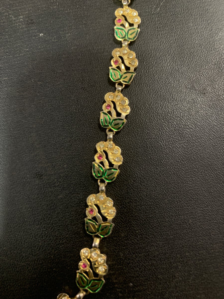 Silver Gilded Meenakari chain