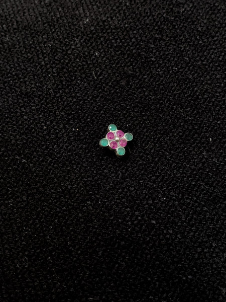 Multi Stone Silver Nosepin