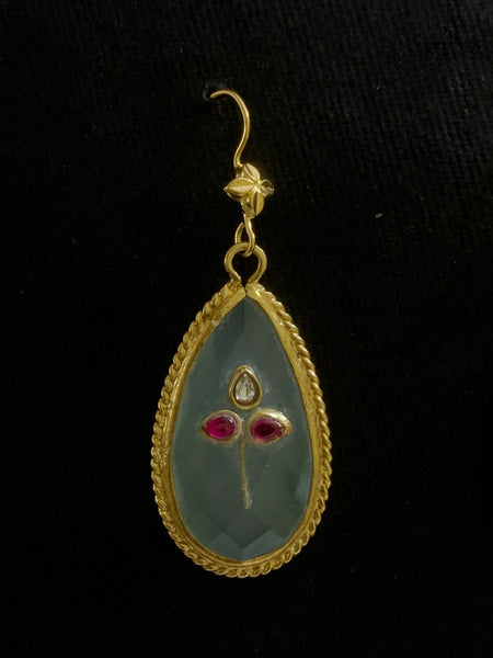 Jade Silver Kundan Earrings