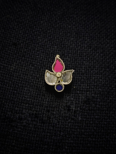 3 Leaf Coloured Glass Nosepin