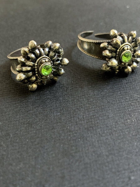 Silver Green Stone Toering